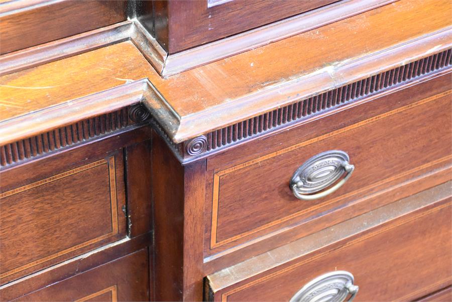 A large good quality mahogany breakfront secretaire bookcase the glazed panelled doors above a - Image 3 of 4