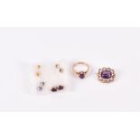 A 15ct yellow gold, pearl, and amethyst brooch together with a 9ct yellow gold and amethyst ring,