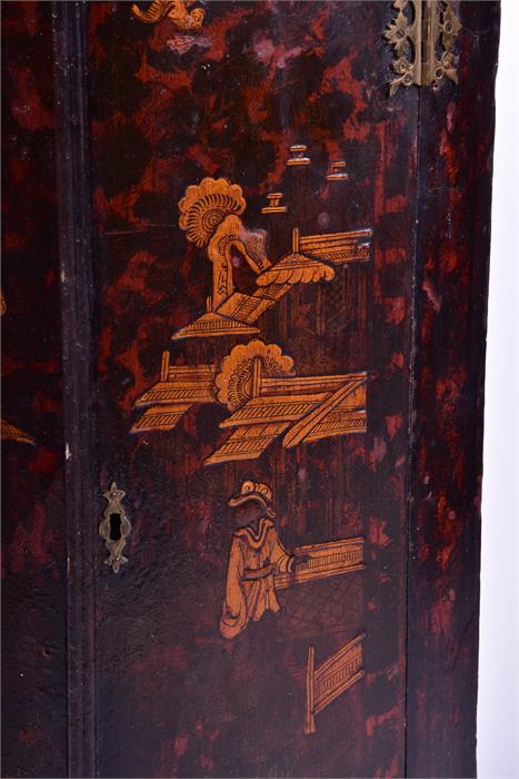 An 18th century painted pine chinoiserie corner cabinet of bow fronted form, the doors painted - Image 6 of 7