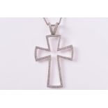Theo Fennell. An 18ct white gold and diamond openwork cross pendant set with round brilliant-cut