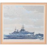 Fred Jay Girling (1900 - 1982) British 'HMS Nigeria', watercolour on paper, signed in pencil to