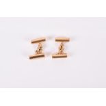 A pair of Links of London 18ct gold cufflinks stamped .750, on oval bar form. 10 grams.