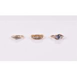 An 18ct yellow gold and five-stone diamond ring set with old-cut stones, together with a gold and