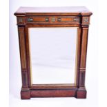 A Victorian inlaid burr walnut pier cabinet with a single mirrored door, below an inlaid ivory,