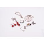 A small quantity of silver jewellery to include a Maltese cross pendant on chain, a silver and