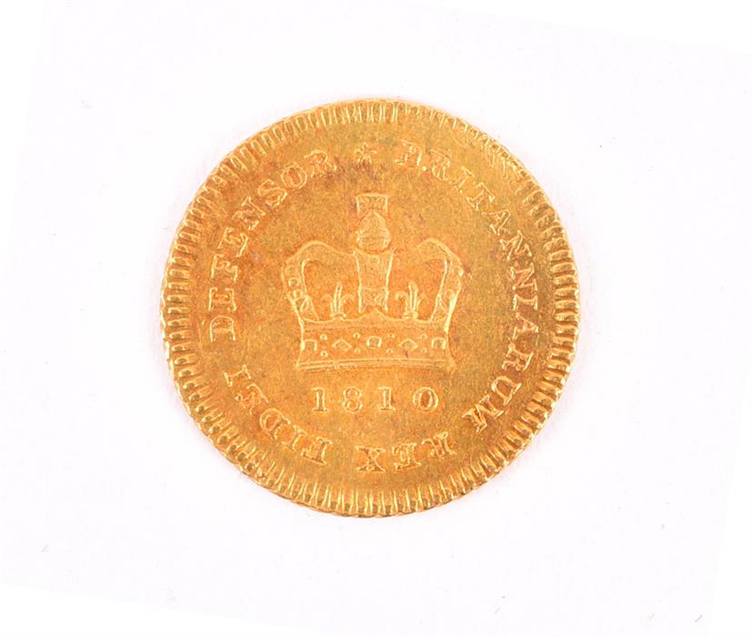 GEORGE III, 1760-1820. THIRD-GUINEA, 1810 Obv: Laureate head right. Rev: Crown and date within - Image 3 of 6
