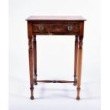 A Victorian mahogany side table with a single drawer to the front mounted with brass hoop handles