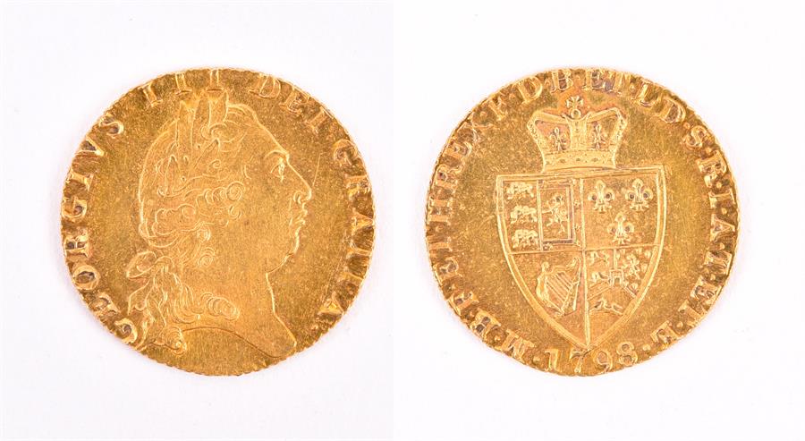 GEORGE III, 1760-1820. GUINEA, 1798 Obv: Laureate bust right. Rev: Crowned 'spade'-shaped shield.