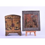 A Russian hand painted Icon with silver clad, depicting a religious scene, with hallmarks,