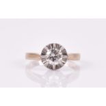 A yellow gold and solitaire diamond ring the diamond approximately 0.50 carats, approximate colour/