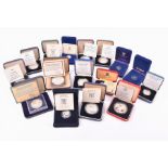 MIXED COINS, GREAT BRITAIN. A collection of silver proof commemorative coins including Guernsey,
