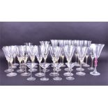 An Italian Etruria crystal suite comprising twenty-four wine glasses and ten champagne flutes, all