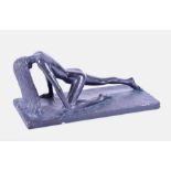 Renard (20th century) a plaster sculpture of a nude woman stretching, with long hair to the