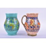Two 1930s Charlotte Rhead Crown Ducal vases in the 3052 Persino and 2681 Byzantine patterns, on with