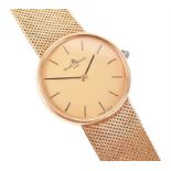 Baume & Mercier. An 18ct yellow gold wristwatch with round baton dial, on articulated mesh-link