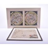 Two antique framed maps of astrological relevance each depicting various signs of the zodiac