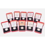 MIXED COINS, GREAT BRITAIN. A collection of silver proof piedfort One Pounds 1988, 1993, 1994,