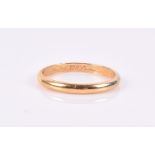 Cartier, an 18ct yellow gold wedding band size O, 2.3 grams.