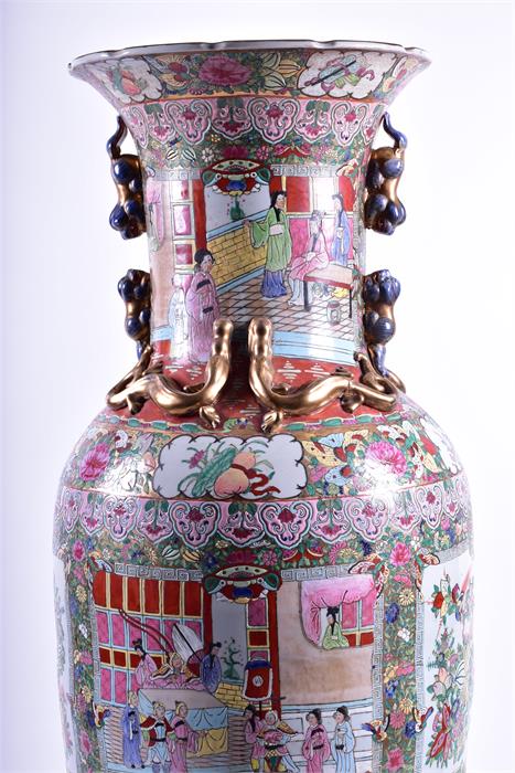 A very large floor standing 20th century Chinese porcelain famille rose vase decorated with hand - Image 9 of 10