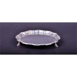 A George V small silver waiter Sheffield 1910 by Mappin & Webb, with shaped rim and supported on pad