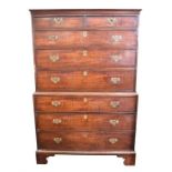 A George III mahogany chest on chest the top with two short over three long graduated drawers,