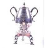 A 19th century American silver plated samovar by Wilcox Silver P. & Co, the ovoid shaped body