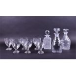 A set of six Victorian acid etched glasses decorated with stylised sprays of leaves, wide bowls with