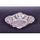 A late Victorian silver pierced bowl of oval form maker's mark indistinct, Sheffield 1900, with