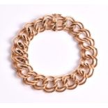 An 18ct rose gold bracelet composed of double-circular links, 19 cm in length approximately.