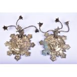 A near pair of late 19th century Louis XIV style wall lights designed with starburst Mercury masks