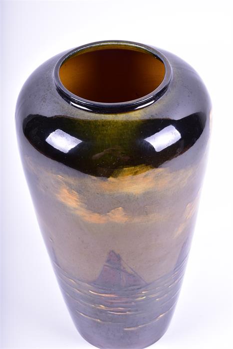 An early 20th century tall vase in the manner of Wardle with an underglaze sgrafitto continuous - Image 6 of 6