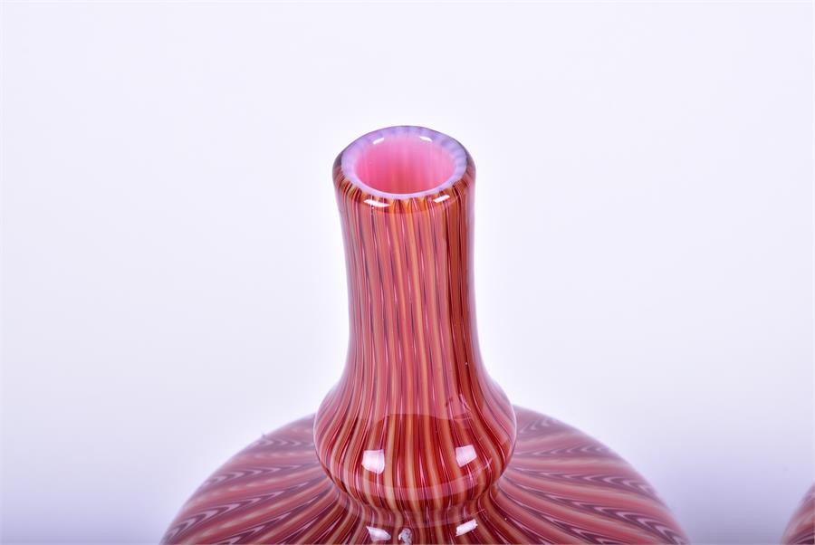 A pair of late 19th century Stevens & Williams 'Osiris ware' art glass vases each of tapering - Image 5 of 6