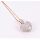 A 9ct yellow gold and diamond heart-shaped pendant set with round brilliant-cut diamonds, with
