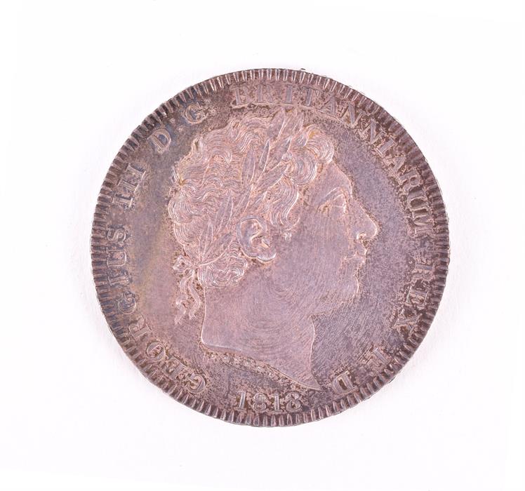 GEORGE III, 1760-1820. CROWN, 1818 LVIII Obv: Laureate head right. Rev: St George and dragon - Image 5 of 6