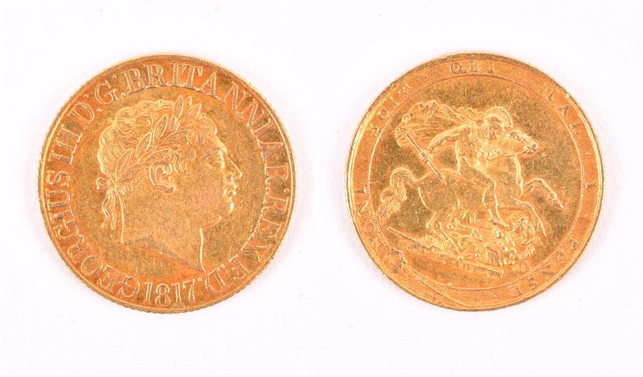 GEORGE III, 1760-1820. SOVEREIGN, 1817 Obv: Laureate head right. Rev: St George and Dragon within