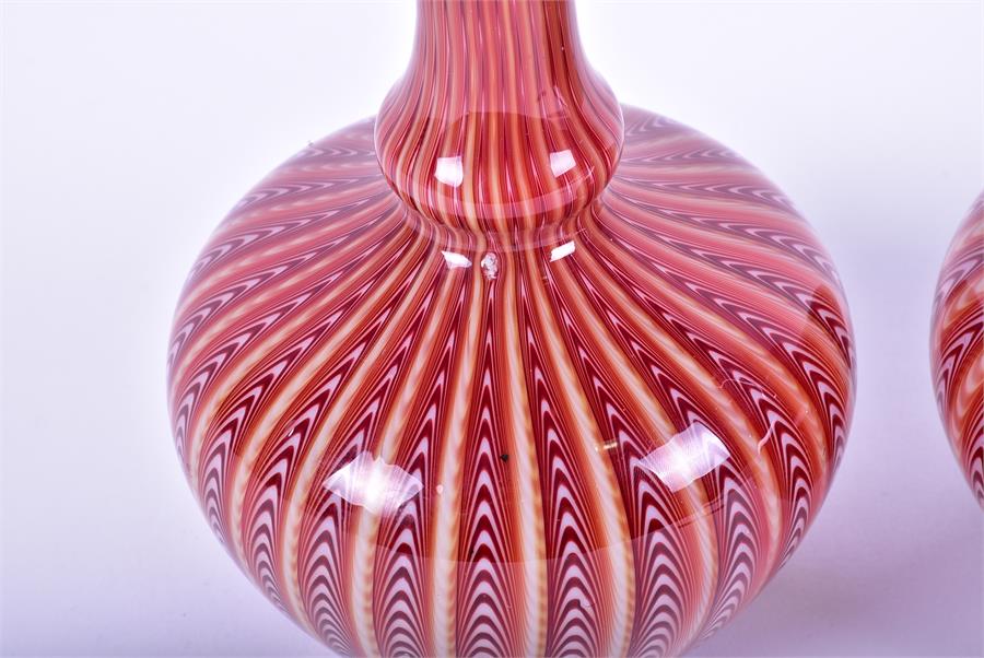 A pair of late 19th century Stevens & Williams 'Osiris ware' art glass vases each of tapering - Image 2 of 6