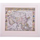 John Speed (1552-1629), British map of 'Asia, augmented by John Speed 1626' hand coloured engraving,