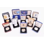 MIXED COINS, GREAT BRITAIN. A collection of silver proof Five Pounds including Queen Elizabeth II