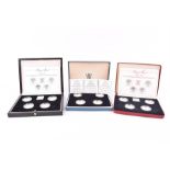 MIXED COINS, GREAT BRITAIN. United Kingdom One Pound Silver Proof Piedfort Collection, 1984-1987 and