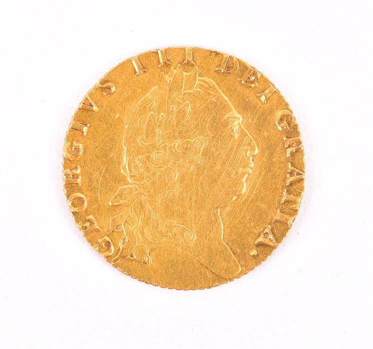 GEORGE III, 1760-1820. GUINEA, 1793 Obv: Laureate bust right. Rev: Crowned 'spade'-shaped shield. - Image 2 of 6