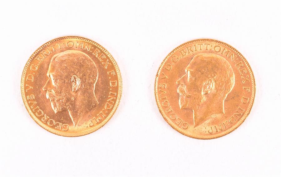 MIXED COINS, GREAT BRITAIN. George V, Sovereigns, 1911 C, 1912 Obv: Bare head left. Rev: St George