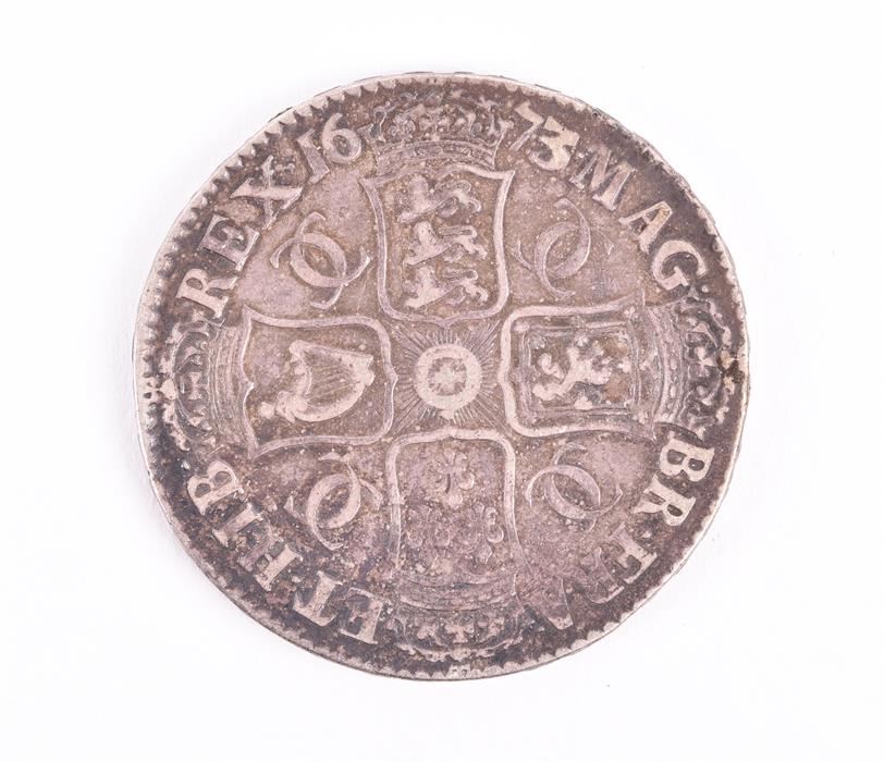 CHARLES II, 1662-85. CROWN, 1673/2. QVINTO. Obv: Laureate and draped bust right. Rev: Crowned - Image 3 of 3