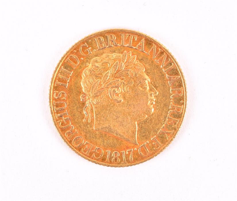 GEORGE III, 1760-1820. SOVEREIGN, 1817 Obv: Laureate head right. Rev: St George and Dragon within - Image 2 of 6