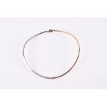 A Georg Jensen Sterling silver slim collar necklace two tone in silver and gilded, with simple