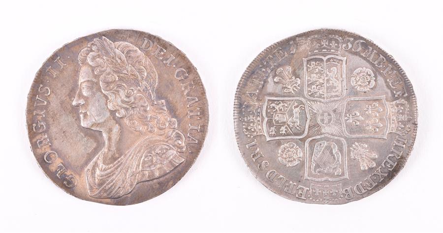 GEORGE II, 1727-60. CROWN, 1736. NONO Obv: Young laureate and draped bust left. Rev: Crowned