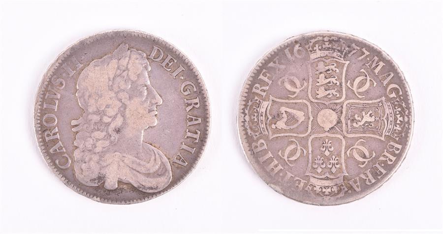 CHARLES II, 1662-85. CROWN, 1677. NONO. Obv: Laureate and draped bust right. Rev: Crowned - Image 4 of 6