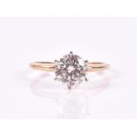 A solitaire diamond ring the round brilliant-cut stone of approximately 1.49 carats, approximate