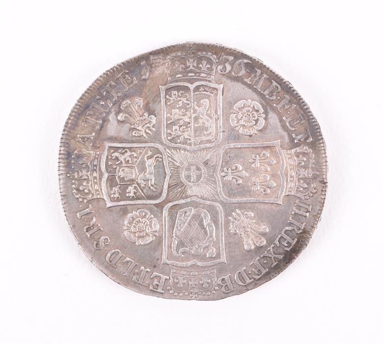 GEORGE II, 1727-60. CROWN, 1736. NONO Obv: Young laureate and draped bust left. Rev: Crowned - Image 3 of 6