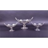 A George V matched graduated set of three silver pedestal comports by Atkin Brothers and  William
