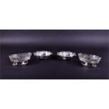 A pair of small Edwardian silver pedestal bowls  maker indistinct, Chester 1908, of pierced border